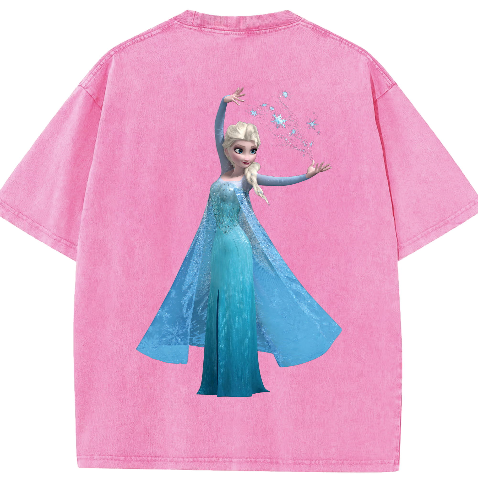 （画像用） アナと雪の女王 アンナ エルサ Frozen Anna Elsa 綿100% ヴィンテージ風 半袖Tシャツ（背面プリント）